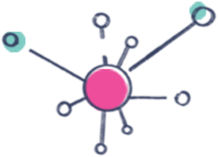 Digital hub with connected nodes, representing online employee onboarding process